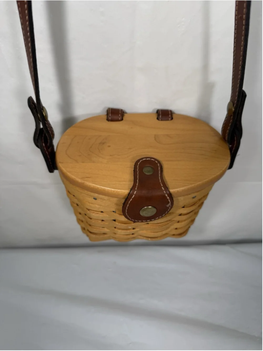 Longaberger Homecoming Bee Station 2000 Kiddie Basket Purse Leather Strap rare